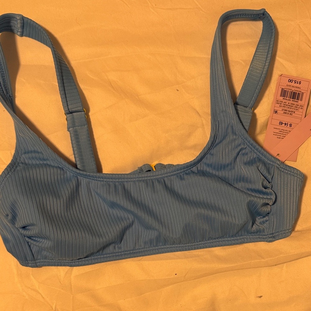 Wild Fable Light Blue Ribbed Bikini Top